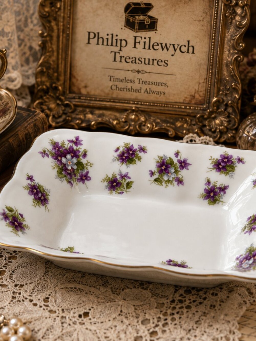 RA-Sweet-V--Royal Albert Sweet Violets Sweet Meat / Tidbit Dish - Picture 5 of 8